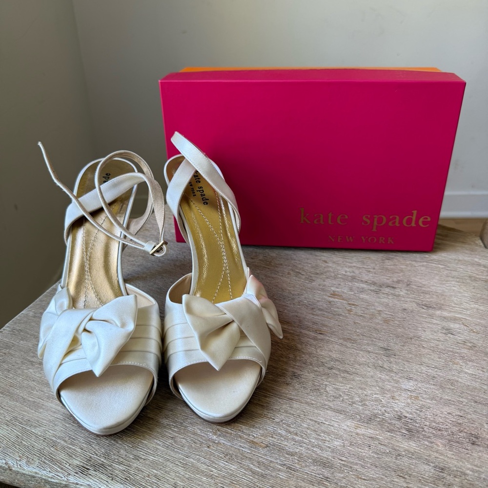 Kate Spade Satin Bridal Heels- Size 11- Made in Italy- Box & Dust Bag